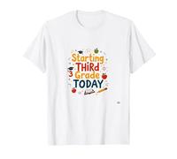 Comenzando el Tercer Grado Hoy: celebración de hitos Escolares Camiseta, Hombre, Blanco, M