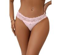 comeondear Bragas Mujer Brasileñas Talla Grande 50-110KG Tanga de Encaje Braguitas Elástica Slip Hipster Cintura Baja Sexy Femenina Ropa Interior sin Costuras Thong Transpirable Rosa,XS-S