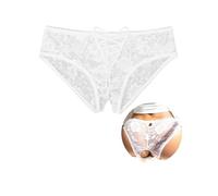 comeondear Bragas Mujer Encaje Abierto Entrepierna Brasileñas Slips Braguitas Culotte Talla Grande Calzoncillos Panties Suaves y Cómodas Ropa Interior Femenina Hipster Elásticos Blanco,XS-S