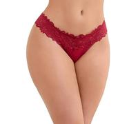 comeondear Mujer Tanga de Encaje Bragas sin Costuras Talla Grande Braguitas Brasileños Elástica Slip Hipster Cintura Baja Sexy Femenina Ropa Interior Thong Transpirable Rojo,XS-S