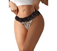 comeondear Mujer Tanga de Encaje Bragas sin Costuras Talla Grande Braguitas Brasileños Elástica Slip Hipster Cintura Baja Sexy Femenina Ropa Interior Thong Transpirable Leopardo#1,XS-S