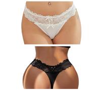 comeondear Mujer Tanga de Encaje Sexy Bragas sin Costuras Talla Grande Braguitas Brasileños Elástica Slip Hipster Cintura Baja Sexy Femenina Ropa Interior Thong Transpirable 2 Piezas Multicolor,XS-S