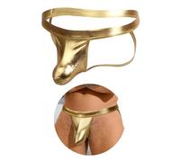 comeondear Tanga Hombre Sexy Cuero PU Jockstrap Eróticas Tangas Hilo String Masculino Calzoncillos Talla Grande Slips de Talle Bajo Ropa Interior Undearwear Suspensorio Lenceria Thong Dorado,L