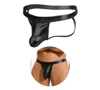 comeondear Tanga Hombre Sexy Cuero PU Jockstrap Eróticas Tangas Hilo String Masculino Calzoncillos Talla Grande Slips de Talle Bajo Ropa Interior Undearwear Suspensorio Lenceria Thong Negro,L