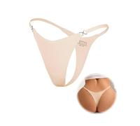 comeondear Tangas Sin Costuras Mujer Invisible Bragas Brasileñas Seamless Bikini de Nylon Tipo Baño con Strass Laterales Bordes Invisibles Cintura Baja Ropa Interior Sexy Talla Grande Beige,L