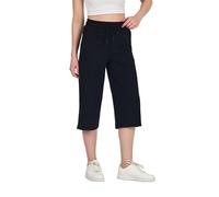 COMEOR Pantalones de chándal para mujer, pantalones largos de algodón, pantalones de chándal sueltos con cintura elástica y pierna recta, 3/4 Negro, XXL