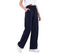 COMEOR Pantalones de chándal para mujer, pantalones largos de algodón, pantalones de chándal sueltos con cintura elástica y pierna recta, azul oscuro, L