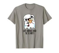 Comer Beber y ser Aterrador Divertido Juego de Palabras Fantasma Camiseta