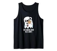 Comer Beber y ser Aterrador Divertido Juego de Palabras Fantasma Camiseta sin Mangas