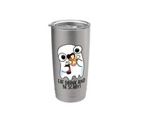 Comer beber y ser aterrador divertido juego de palabras fantasma Vaso térmico de acero inoxidable de doble pared