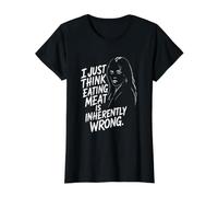 Comer Carne está Mal. Camiseta gráfica económica, Mujer, Negro, S