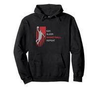 Comer. Dormir. Baloncesto. Repite. Jugador Saltando Alto con Bandera Sudadera con Capucha
