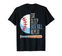 Comer Dormir Béisbol Repetir Jugador Deportes Hombres Niños Niños Juvent Camiseta