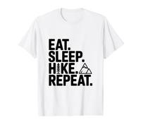 Comer Dormir Caminata Repite Aventura Amante Sender Camiseta gráfica económica, Hombre, Blanco, L