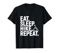 Comer Dormir Caminata Repite Aventura Amante Sender Camiseta gráfica económica, Hombre, Negro, L
