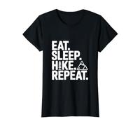 Comer Dormir Caminata Repite Aventura Amante Sender Camiseta gráfica económica, Mujer, Negro, L