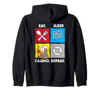 Comer Dormir Casino Repetir Juego Fichas Poker Dados Sudadera con Capucha