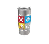 Comer Dormir Casino Repetir Juego Fichas Poker Dados Vaso térmico de acero inoxidable de doble pared