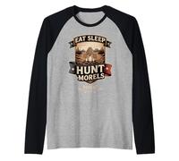 Comer Dormir Cazar Morillas Repetir Cazador De Setas Camiseta Manga Raglan