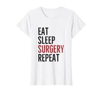 Comer Dormir Cirugía Repita Médico Cirujano Medicina Hospital Camiseta gráfica económica, Mujer, Blanco, M
