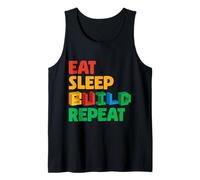 Comer Dormir Construir Repetir Bloque de ladrillo Constructor de Ladrillos Camiseta sin Mangas