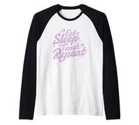 Comer Dormir Enseñar Profesión Repetir Escuela de Maestros Camiseta Manga Raglan