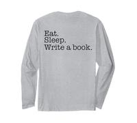 Comer. Dormir Escribir un Libro. Escritor Ocupado Escritura Meme en la Espalda Manga Larga