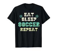 Comer Dormir Fútbol Repetir Futbolista Europeo GOL Entrenador Camiseta gráfica económica, Hombre, Negro, XL