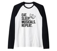 Comer Dormir Musicales Repetir Camiseta Manga Raglan