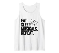 Comer Dormir Musicales Repetir Camiseta sin Mangas