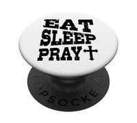 Comer Dormir Orar Cruz Cristiana Fe Vida Rutina Espiritual PopSockets PopGrip Adhesivo