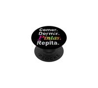 Comer. Dormir. Pintar. Repita. - Español PopSockets PopGrip Adhesivo