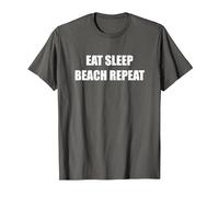 Comer Dormir Playa Repetir Camiseta, Hombre, Asfalto, 4XL
