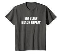 Comer Dormir Playa Repetir Camiseta, Niños, Asfalto, 8 años
