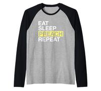 Comer Dormir Predicar Repetir Devoto de Fe Religiosa Camiseta Manga Raglan
