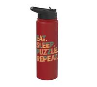Comer Dormir Puzzle Repeat - Divertido Rompecabezas Stainless Steel Insulated Water Bottle