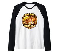 Comer Grasa Quema Grasa cetogénico carnívoro Dieta Paleo Dicho Camiseta Manga Raglan