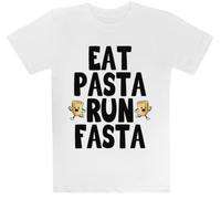 Comer Pastas Correr Más Rápido Camiseta Blanca para Niños Camiseta De Manga Corta para Niños Kids White tee Children Short Sleeve T-Shirt
