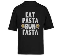 Comer Pastas Correr Más Rápido Camiseta Extragrande Holgada Negra Unisex Unisex Black tee Baggy Oversized T-Shirt
