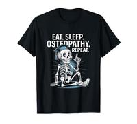 Comer sueño Osteopatía Repita Esqueleto Estudiante Camiseta