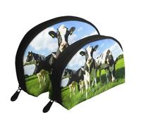 Comer Vacas en los pastos de Verano, Bolsa de Maquillaje de Concha, Monedero pequeño para Mujer, Bolsa de artículos de tocador, Bolsa de cosméticos, 2 Piezas