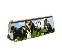 Comer Vacas en los pastos de Verano, Estuche para lápices con Forma de triángulo, Estuche portátil de Cuero con Cremallera, Estuche para cosméticos
