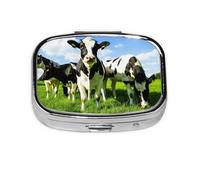 Comer vacas en los pastos de verano, Pastillero cuadrado para bolsillo o monedero, pequeño contenedor de pastillas, organizador de pastillas de viaje