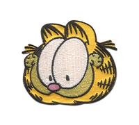 Comercial Mercera Garfield Cabeza Gato cómico bordado - Parches Termoadhesivos Bordados Aplique Para Ropa, Tamaño: 5,4 x 5,9 cm