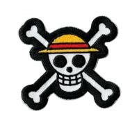 COMERCIAL MERCERA, Parche One Piece, Parche Ropa Thermoadhesivo de Luffy y su Tripulacion, para Fans del Manga y Anime, Ideal para Camisetas, Gorras, Mochilas Escolares, 100%Pol (Jolly Roger, 61x61mm)
