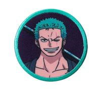COMERCIAL MERCERA, Parche One Piece, Parche Ropa Thermoadhesivo de Luffy y su Tripulacion, para Fans del Manga y Anime, Ideal para Camisetas, Gorras, Mochilas Escolares, 100% Pol (Zoro 2, 65x65mm)