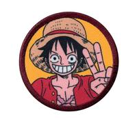 COMERCIAL MERCERA, Parche One Piece, Parche Ropa Thermoadhesivo de Luffy y su Tripulacion, para Fans del Manga y Anime, Ideal para Camisetas, Gorras, Mochilas Escolares, 100% Pol (Luffy 2, 65x65mm)