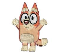 Comercial Mercera, Parches de Ropa Termoadhesivos, Bluey, Personaje Chili Heeller, Marrón, Parche para Camisetas, Gorras, Mochilas Escolares, 100% Poliéster, 5x8 Cm