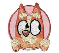 Comercial Mercera, Parches de Ropa Termoadhesivos, Bluey, Personaje Chili Heeller, Rosa, Parche para Camisetas, Gorras, Mochilas Escolares, 100% Poliéster, 6x7 Cm