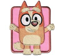 Comercial Mercera, Parches de Ropa Termoadhesivos, Bluey, Personaje Chili Heeller, Rosa, Parche para Camisetas, Gorras, Mochilas Escolares, 100% Poliéster, 6x6 Cm